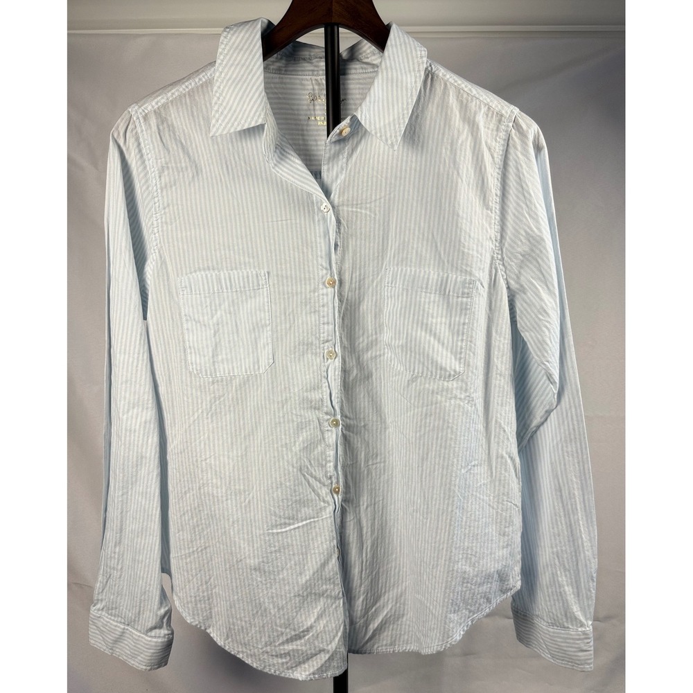 Lilly Pulitzer M Blue White Stripe Cotton Button Down Coastal Preppy Hamptons